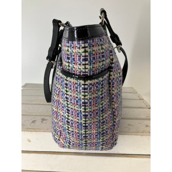 COACH F17699 MULTI COLOR TWEED, PATTON LEATHER SHOULDER BAG - Picture 3 of 16